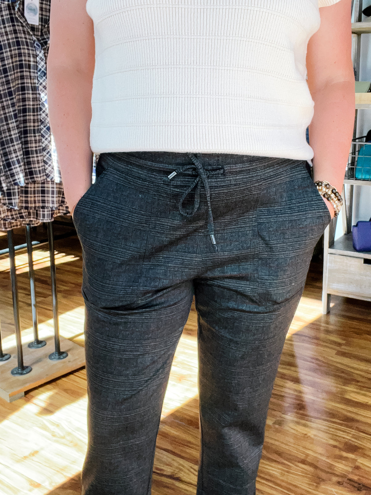 Brown Plaid Ankle Pull on Pant