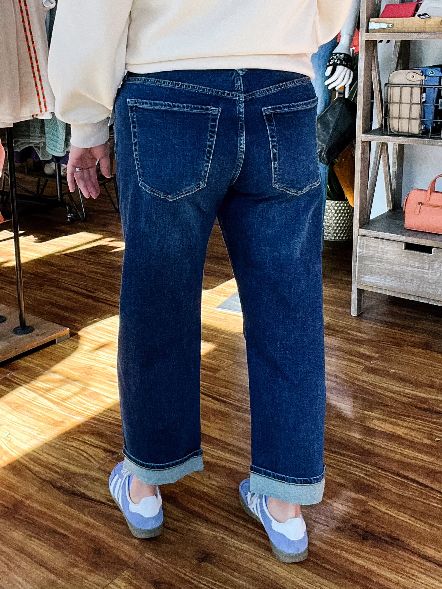Comet Blue Sloane Slouchy Girlfriend Cuffed Jean