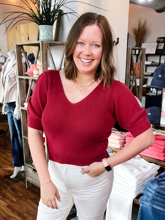 Garnet Puff Shoulder Sweater