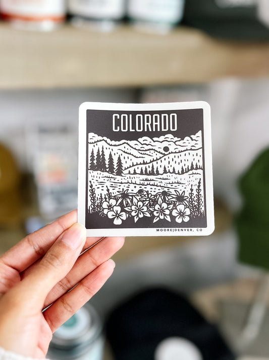 Black & White Square Colorado Sticker