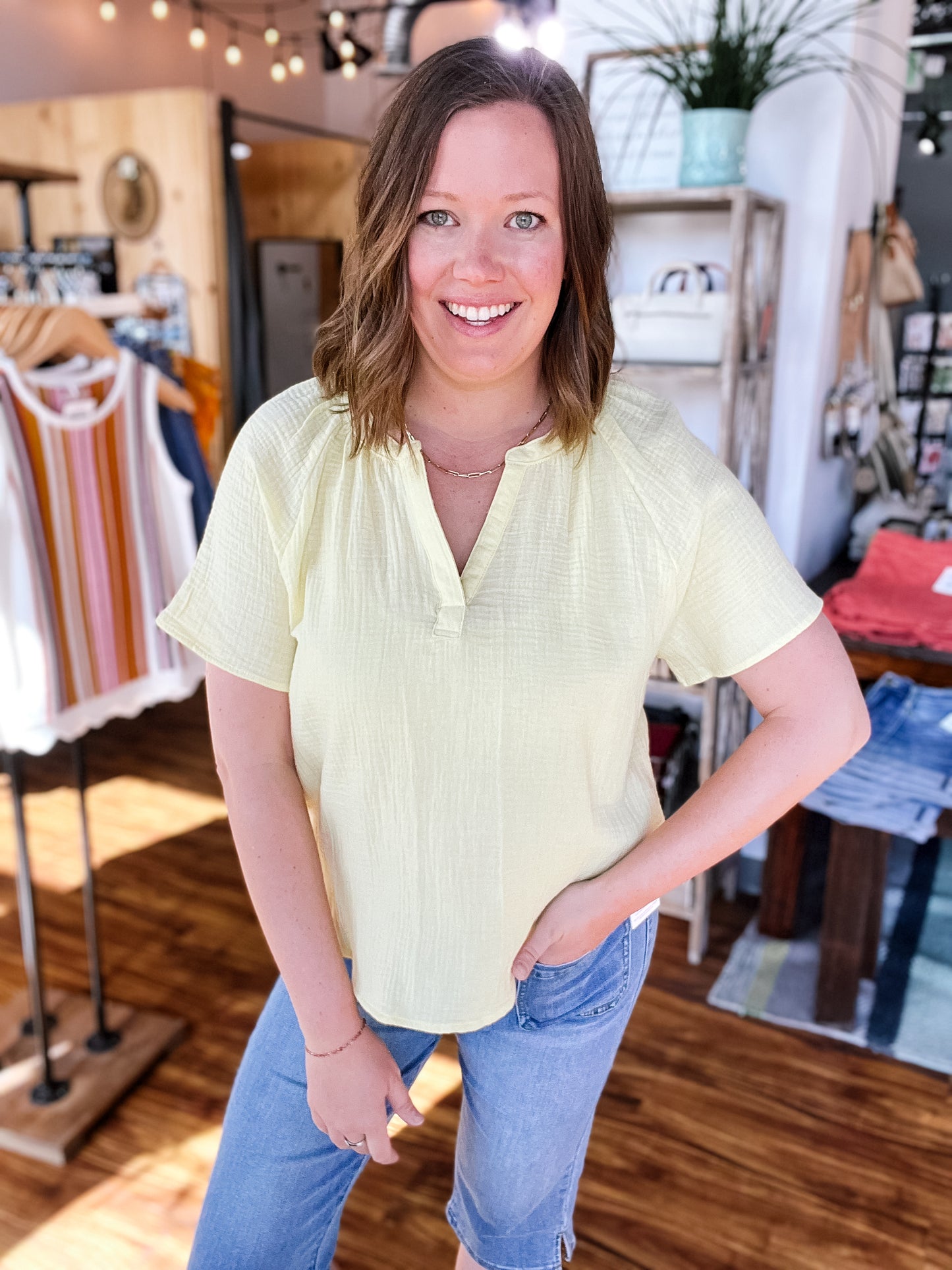 Lemon Yellow Gauze Top