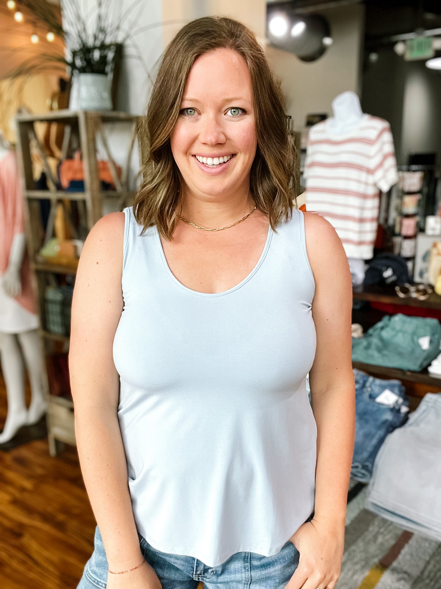 Light Blue Scoop Neck Tank