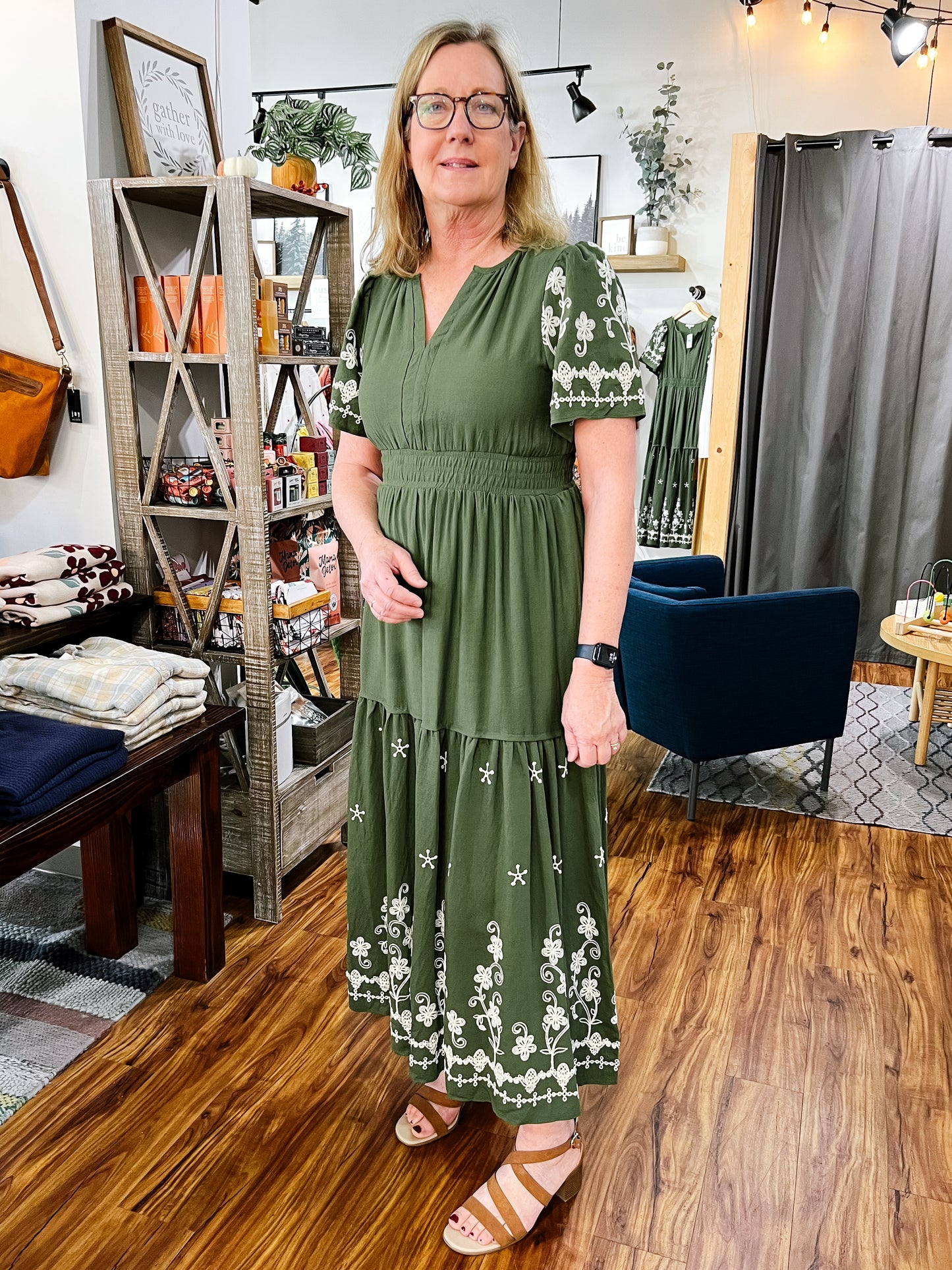 Green Embroidered Maxi Dress