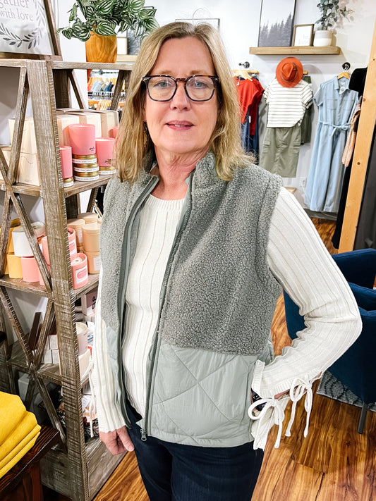 Sage Green Teddy Vest