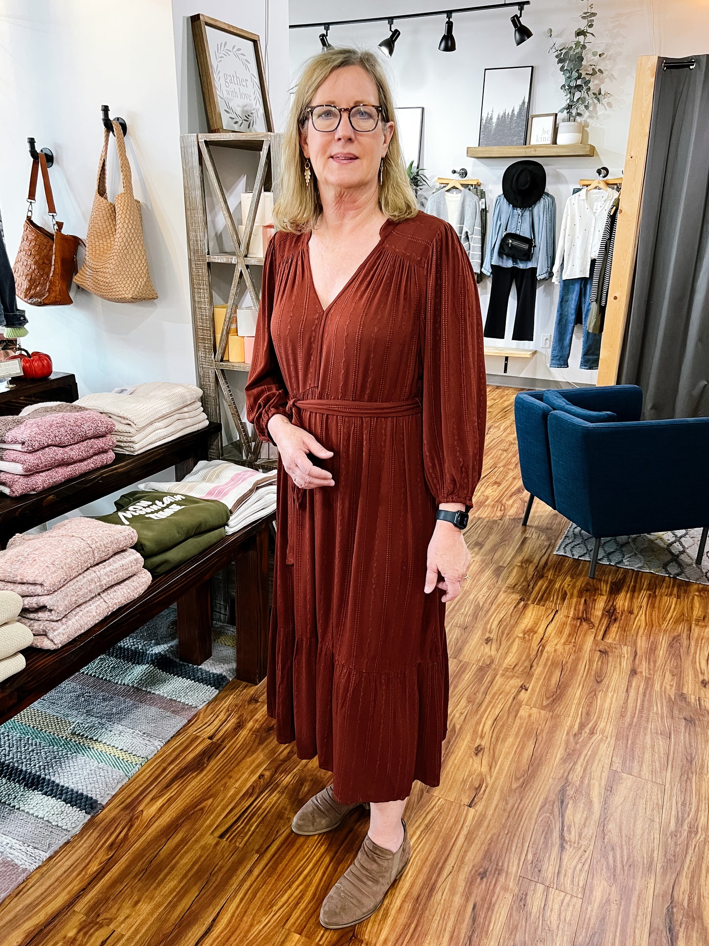 Mahogany V Neck Dress