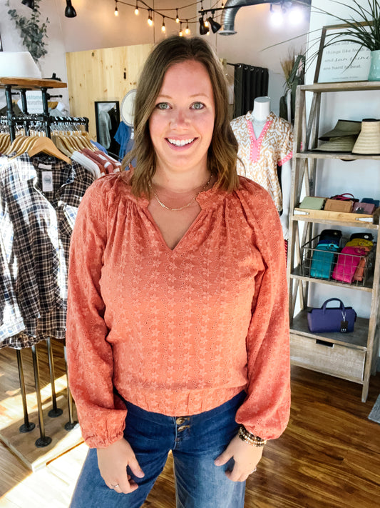 Terracotta Eyelet Top