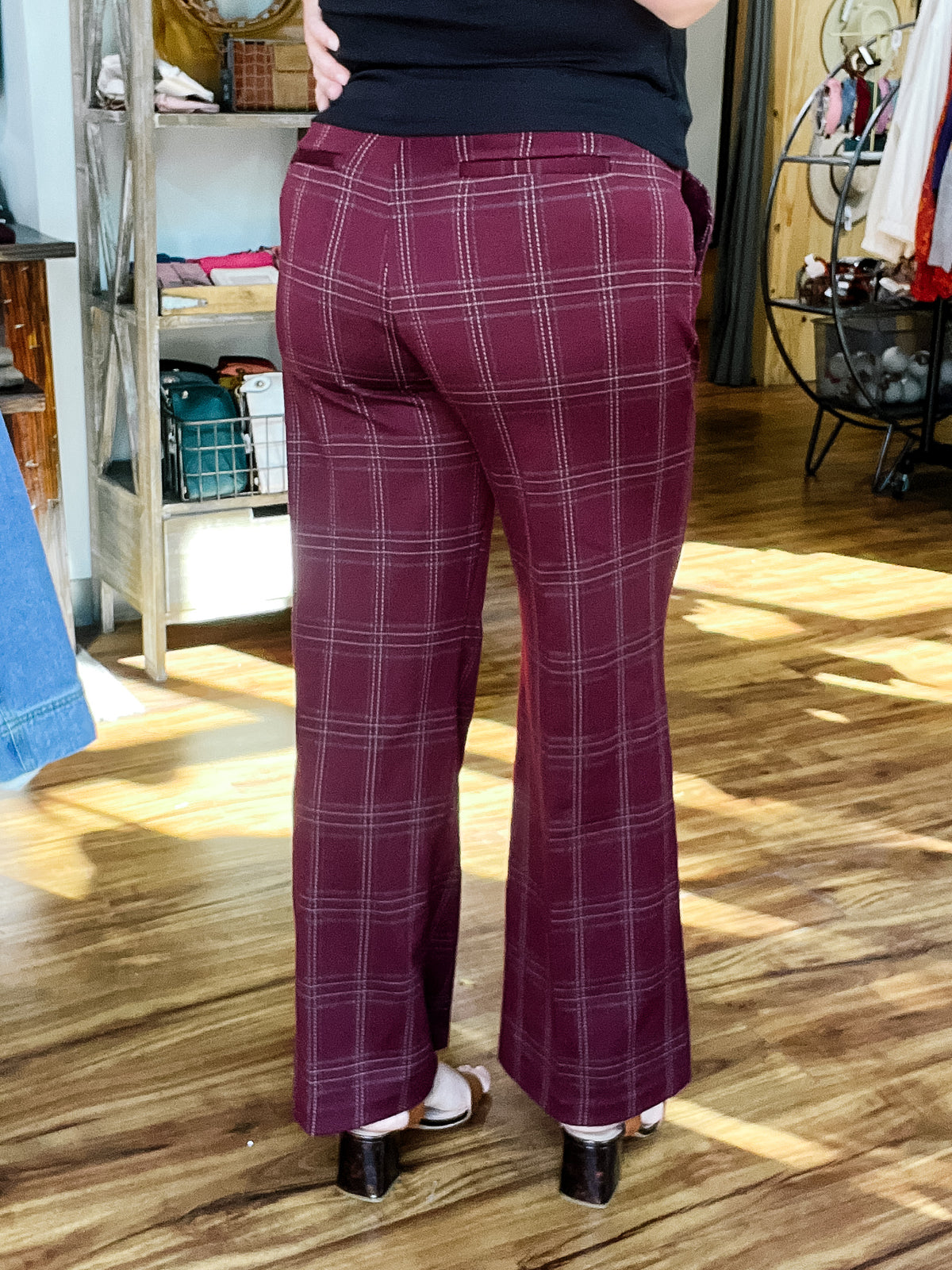 Kelsey Burgundy Plaid Trouser