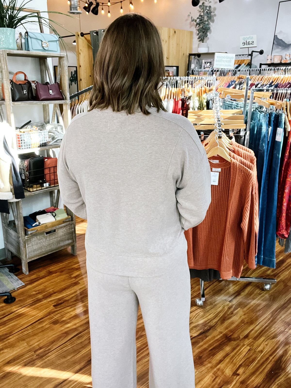 Light Brown Long Sleeve Lounge Top