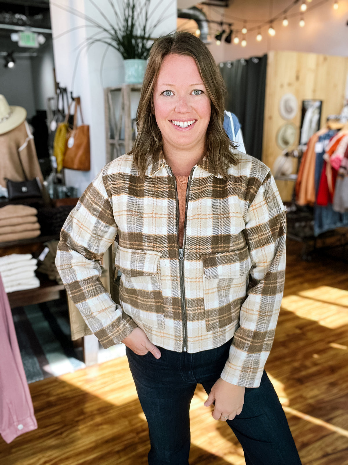 Brown & Cream Plaid Marshall Jacket