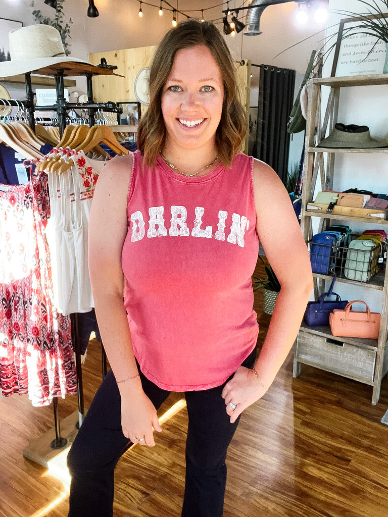Red Vintage Wash Darlin Tank