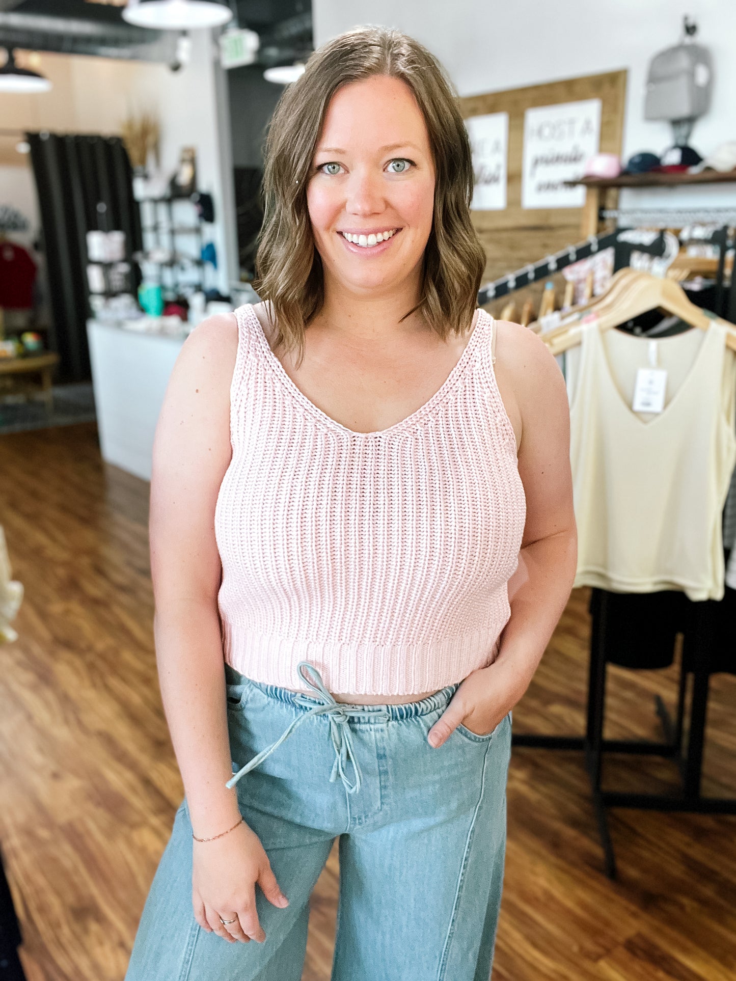 Light Pink Knit Tank Top