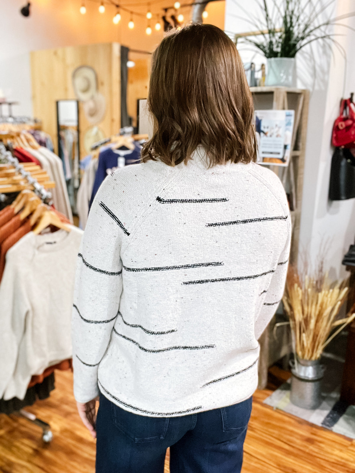 Cream Speckled Funnel Neck Sweater