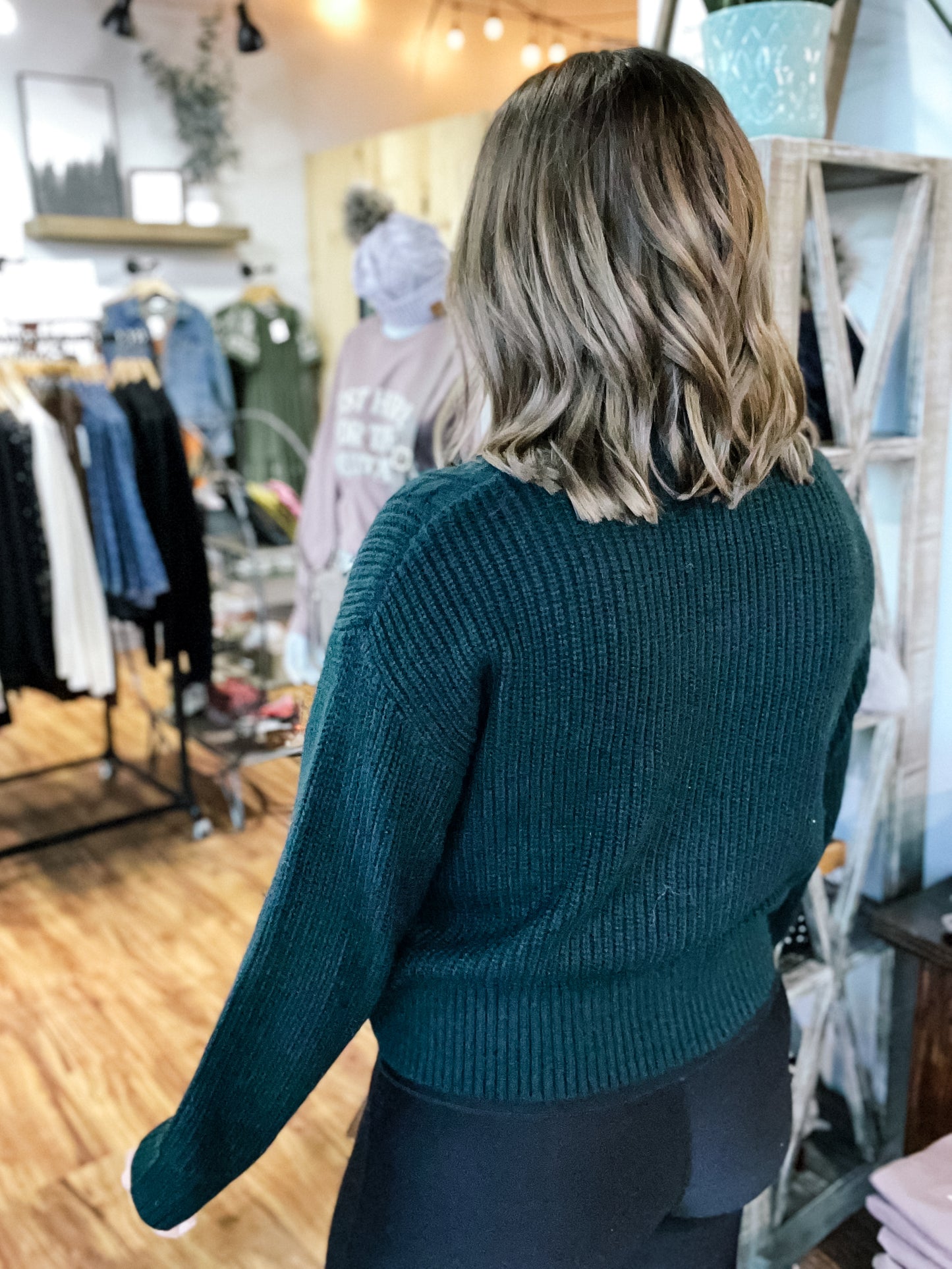 Dark Teal V-Neck Sweater