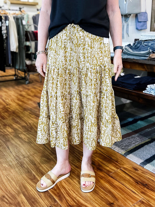Mustard & Beige Botanical Skirt