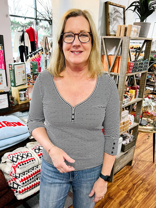 Black & White Henley Top