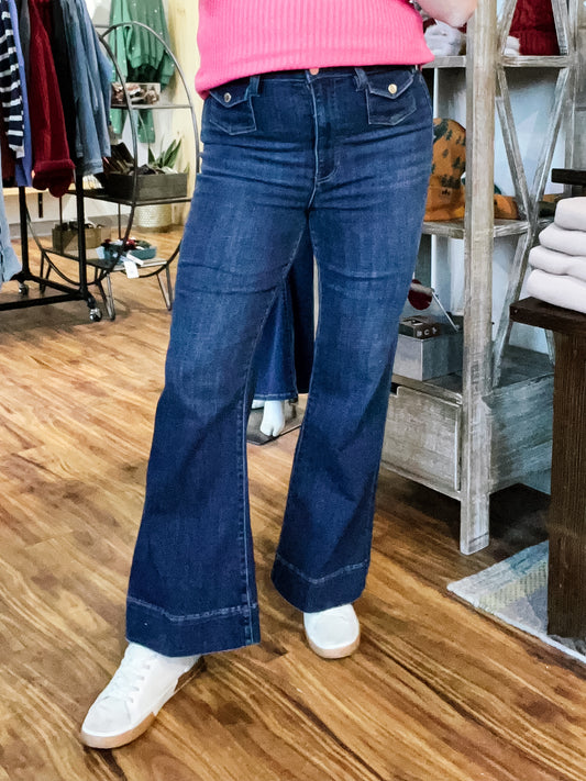 Hannah Moon Light Hi-Rise Flare Jean