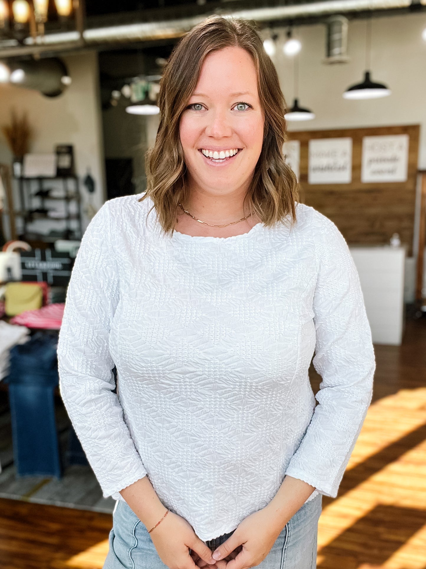 Bright White Textured Top
