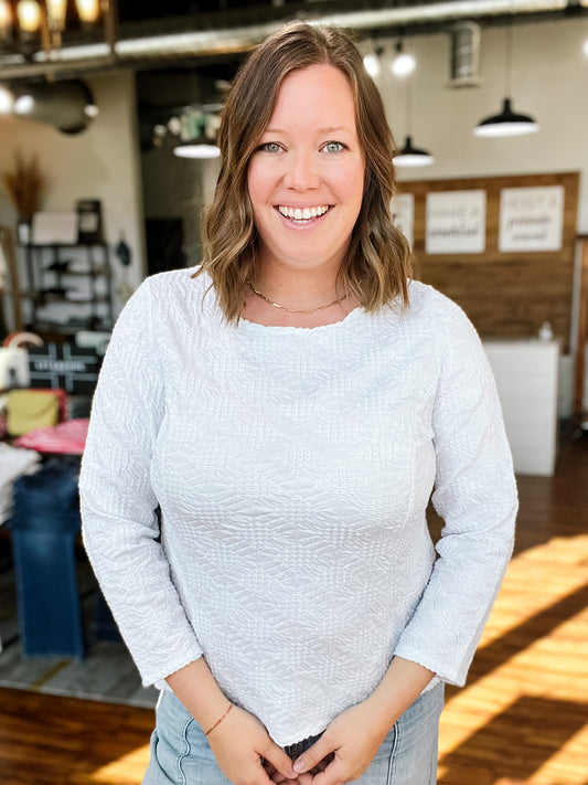Bright White Textured Top