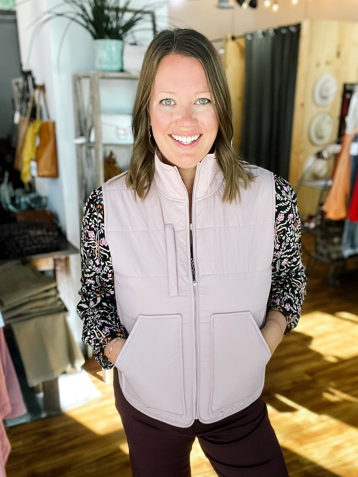 Dusty Pink Packable Puffer Vest