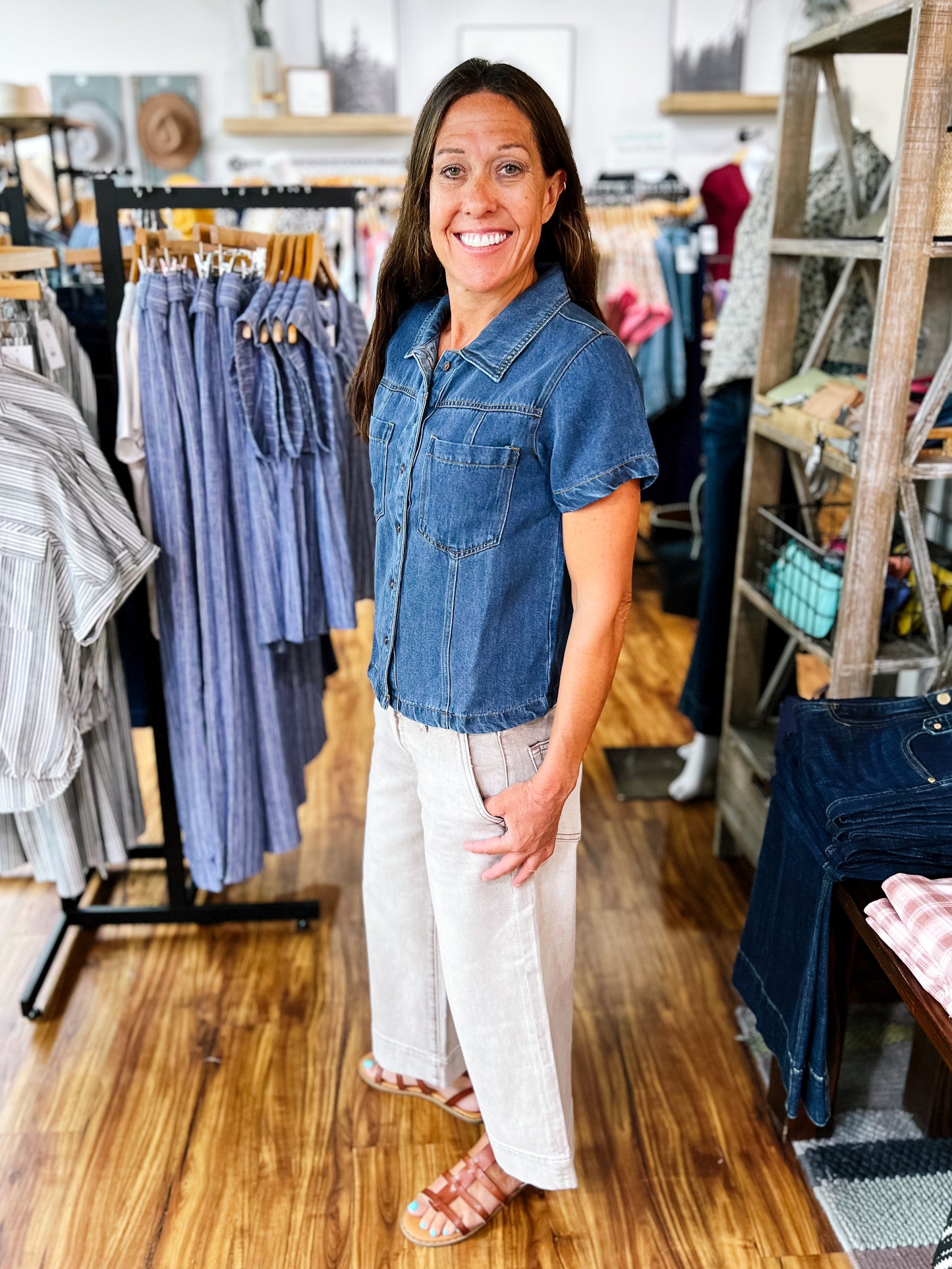 Denim Wash Short Sleeve Jean Shirt