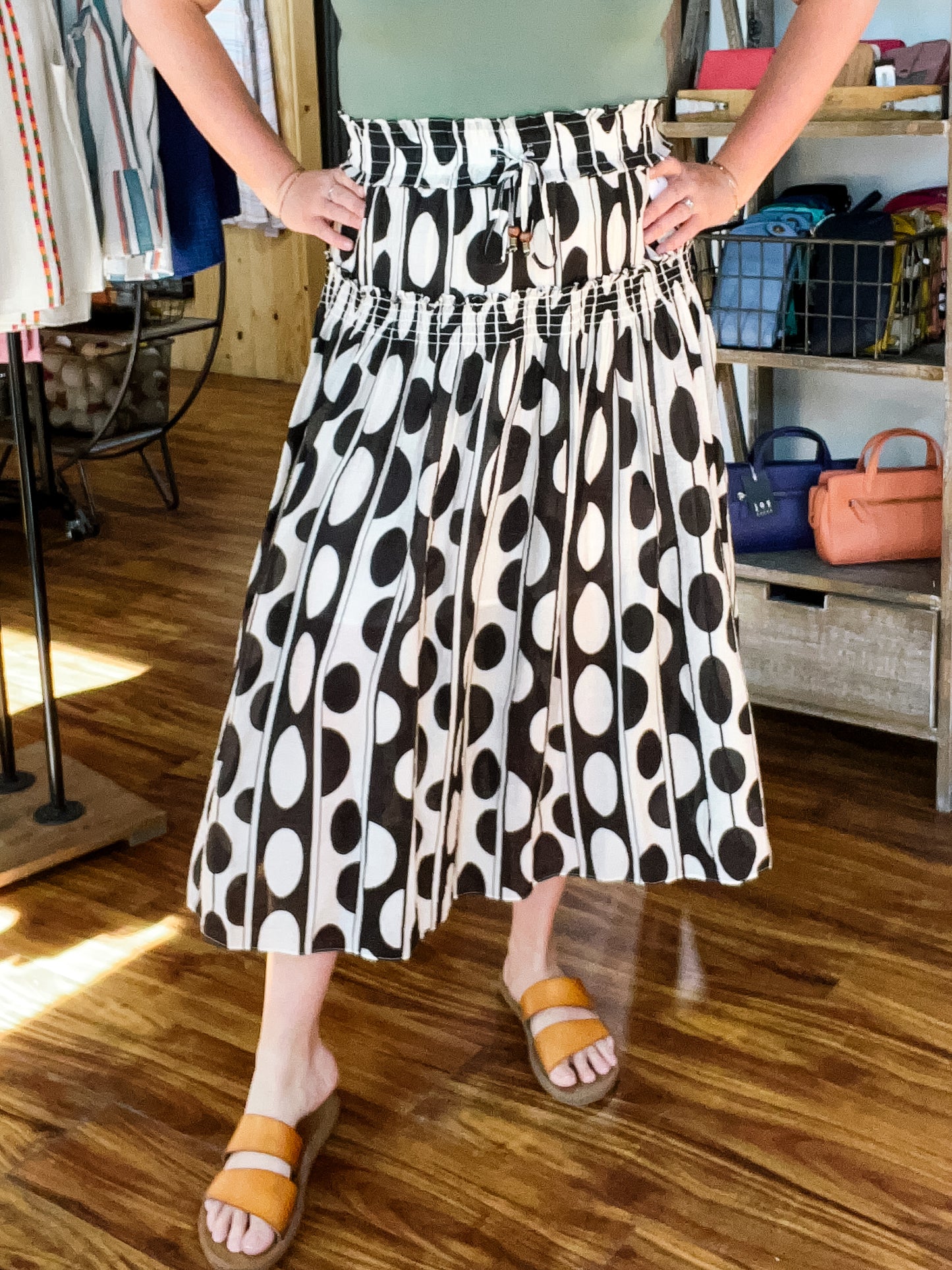 Black & Cream Geometric Print Skirt
