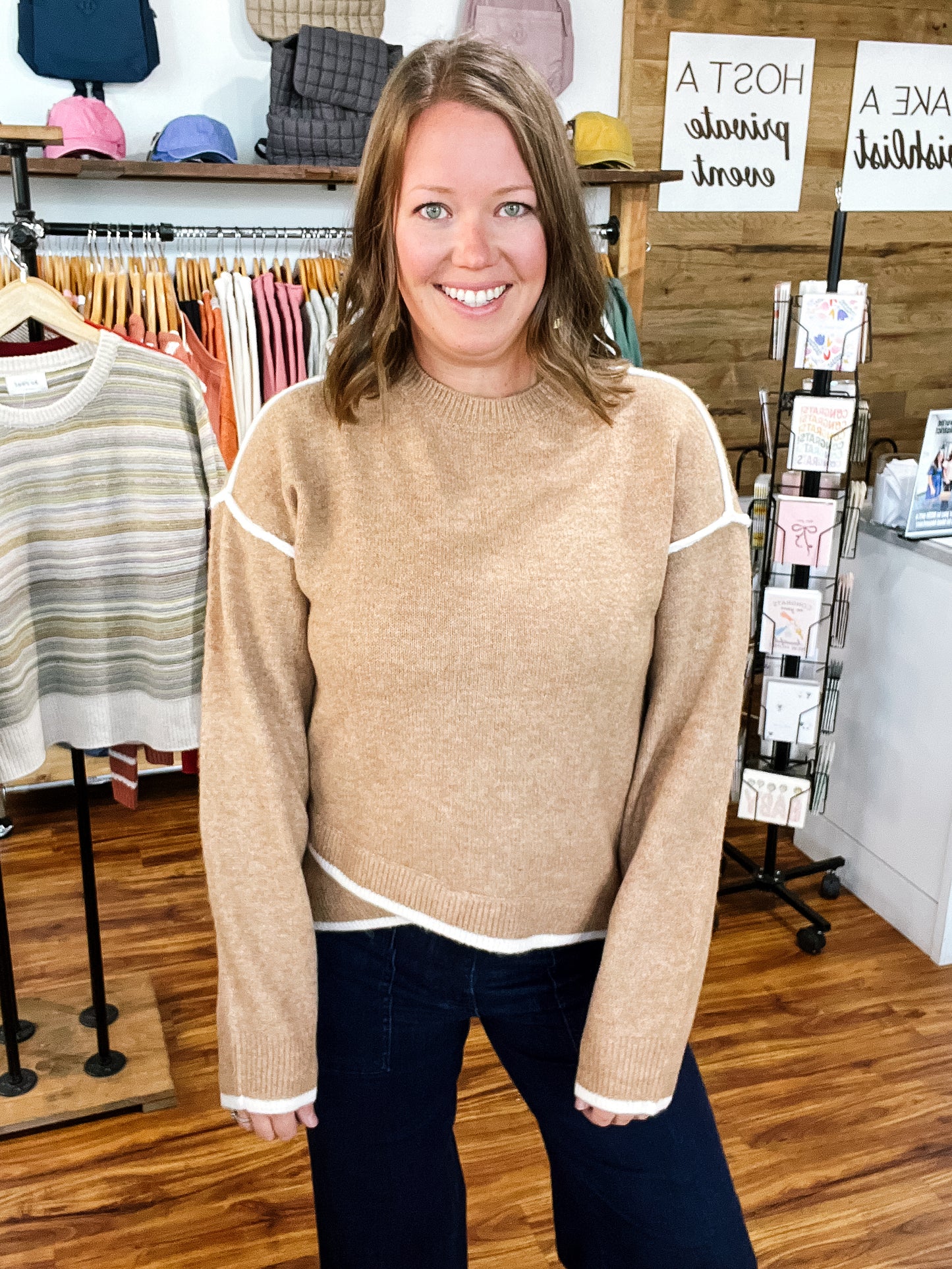Brown Tulip Hem Sweater