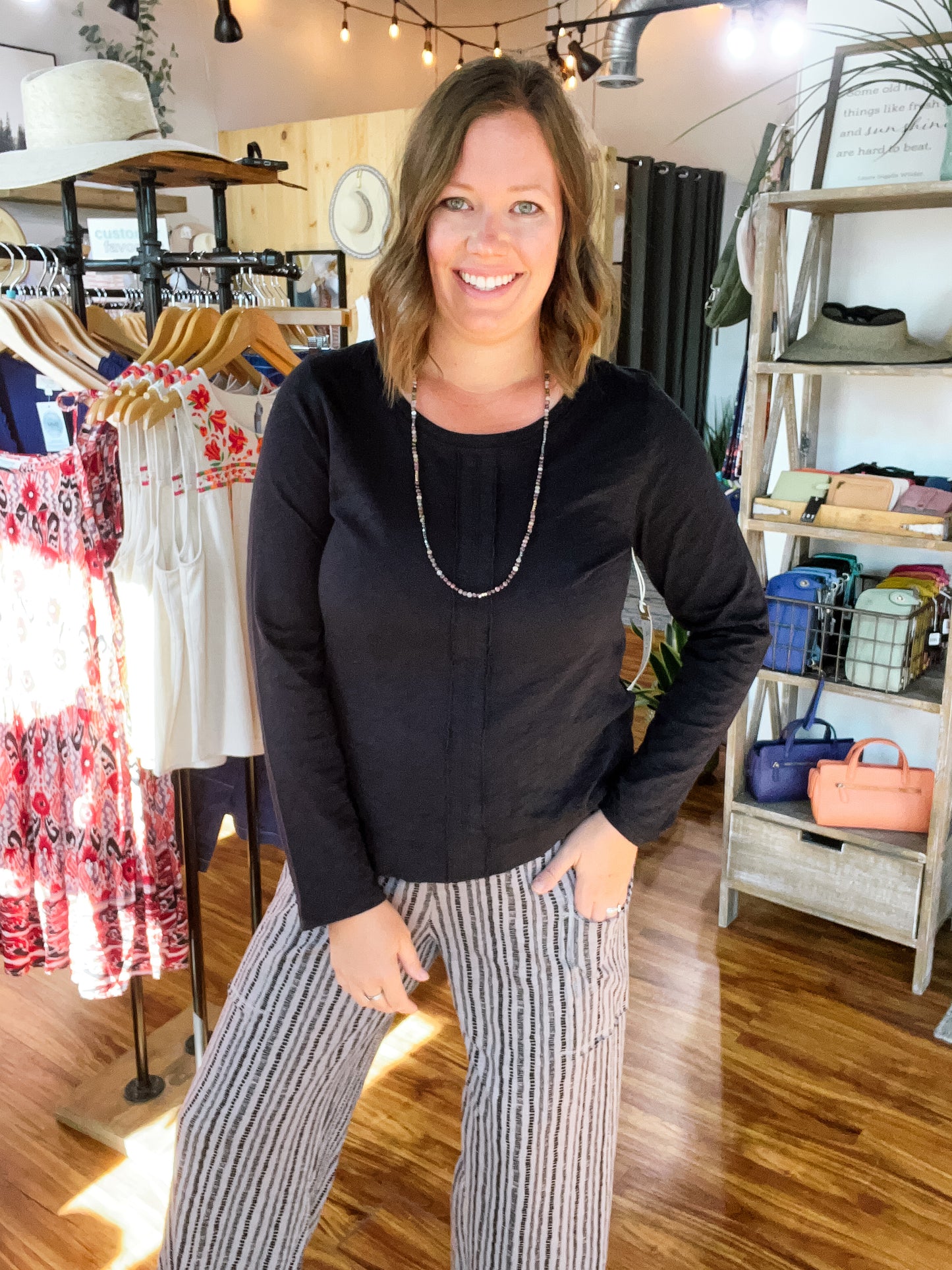 Black Front Seam Detail Top