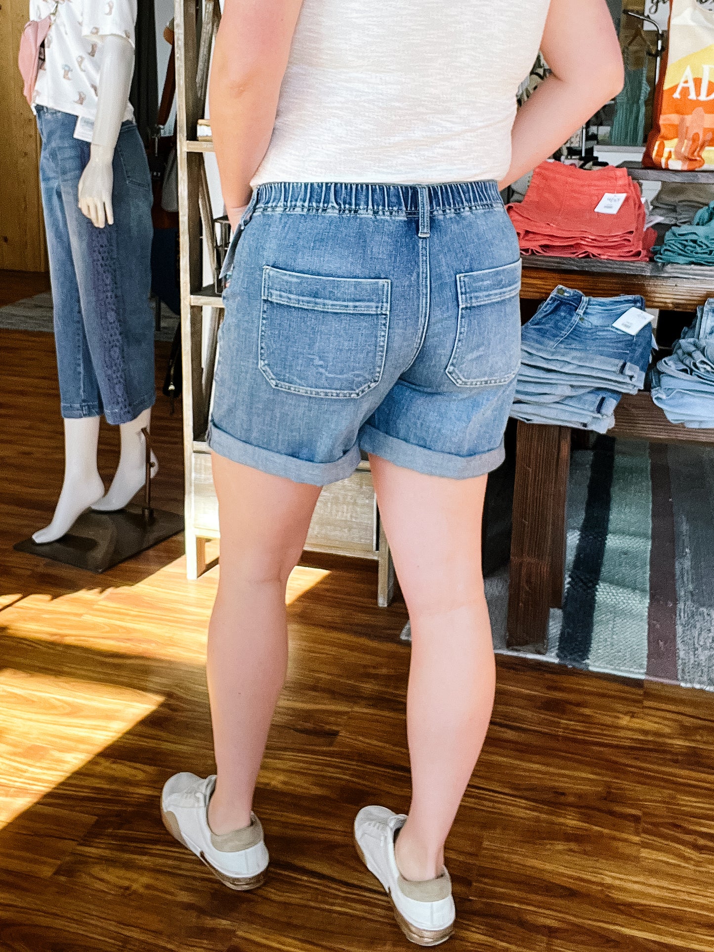 Denim Elastic Back Short