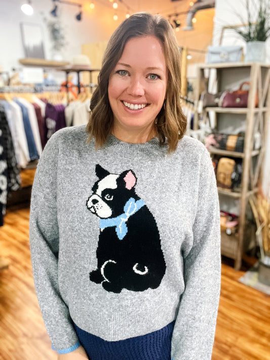 Gray Long Sleeve Dog Sweater