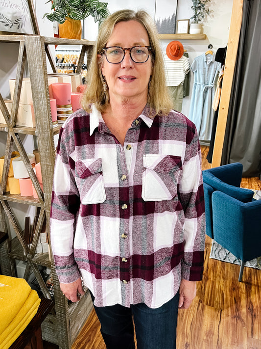 Purple Plaid Flannel Shacket
