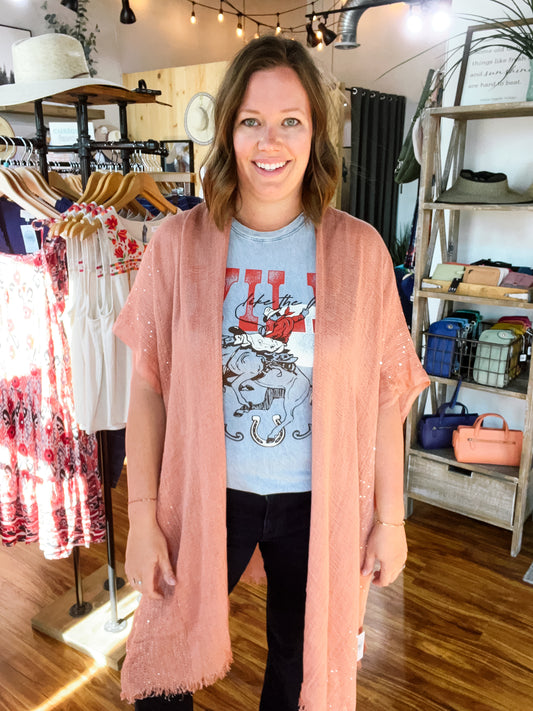 Copper Sequin Sheer Kimono