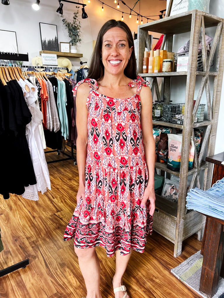 Red Print Dress