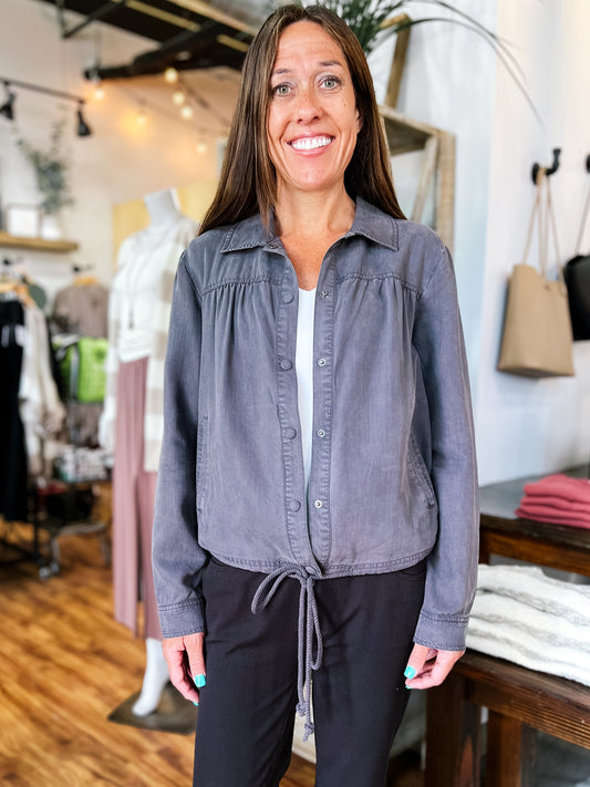 Charcoal Lightweight Drawstring Jacket