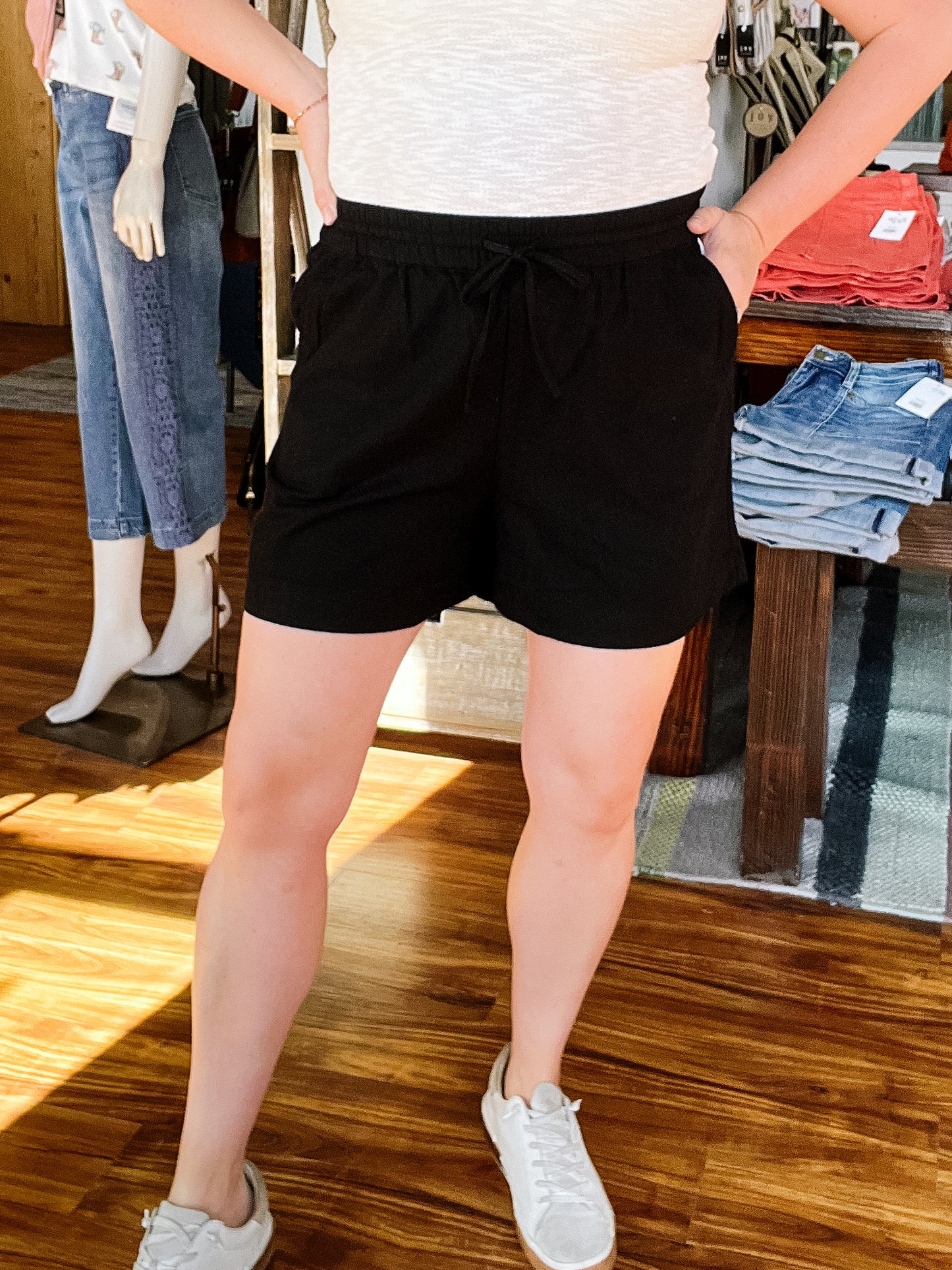 Black Pull On Shorts