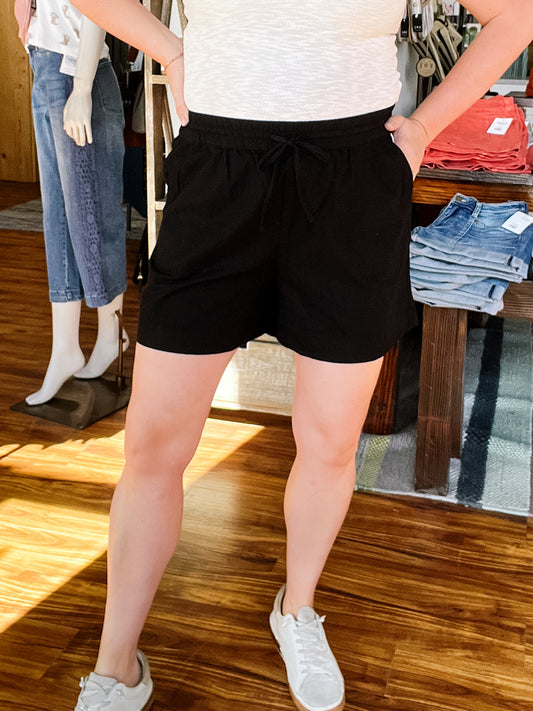 Black Pull On Shorts