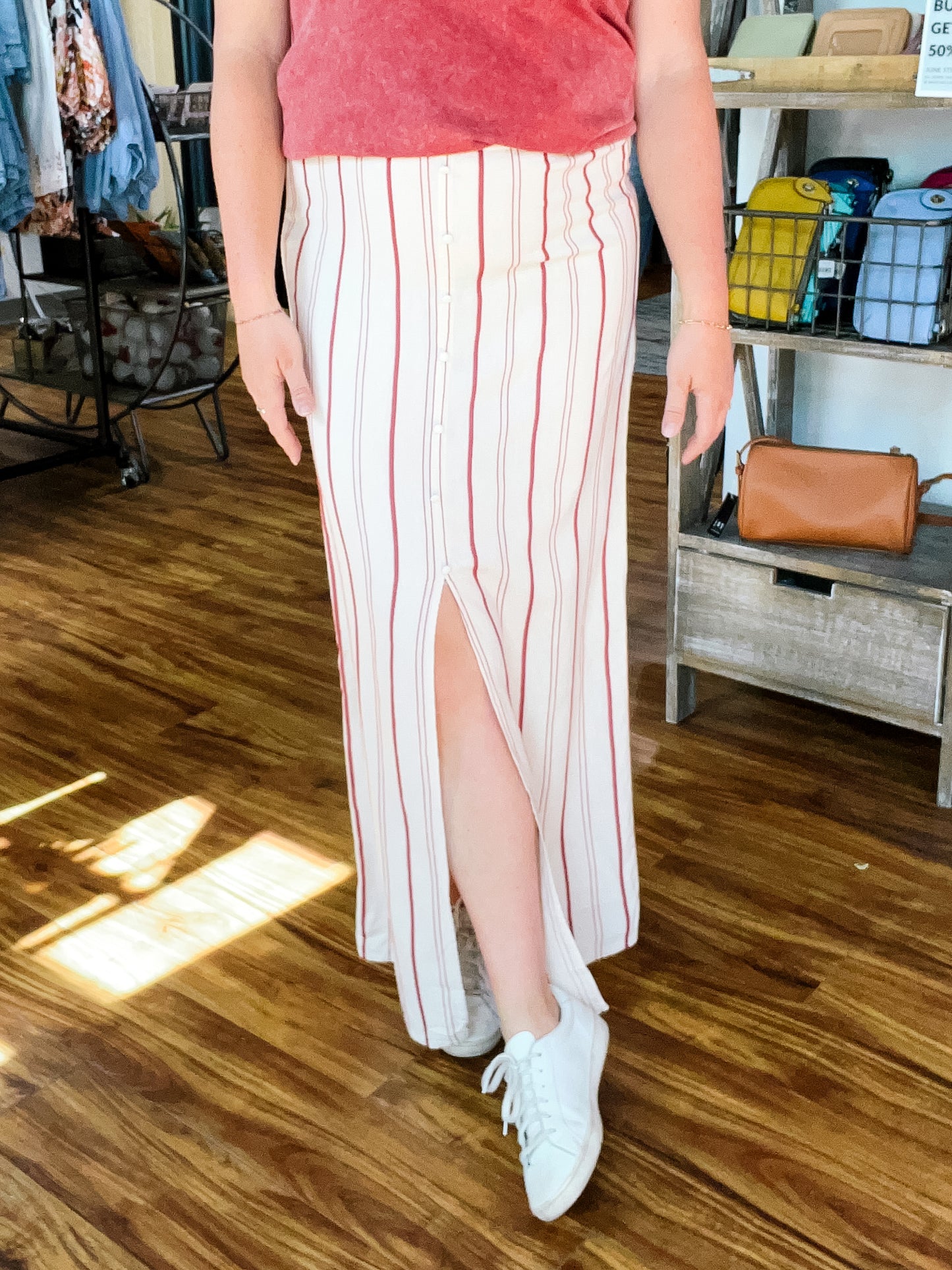 Off White W/Rust Stripe Skirt