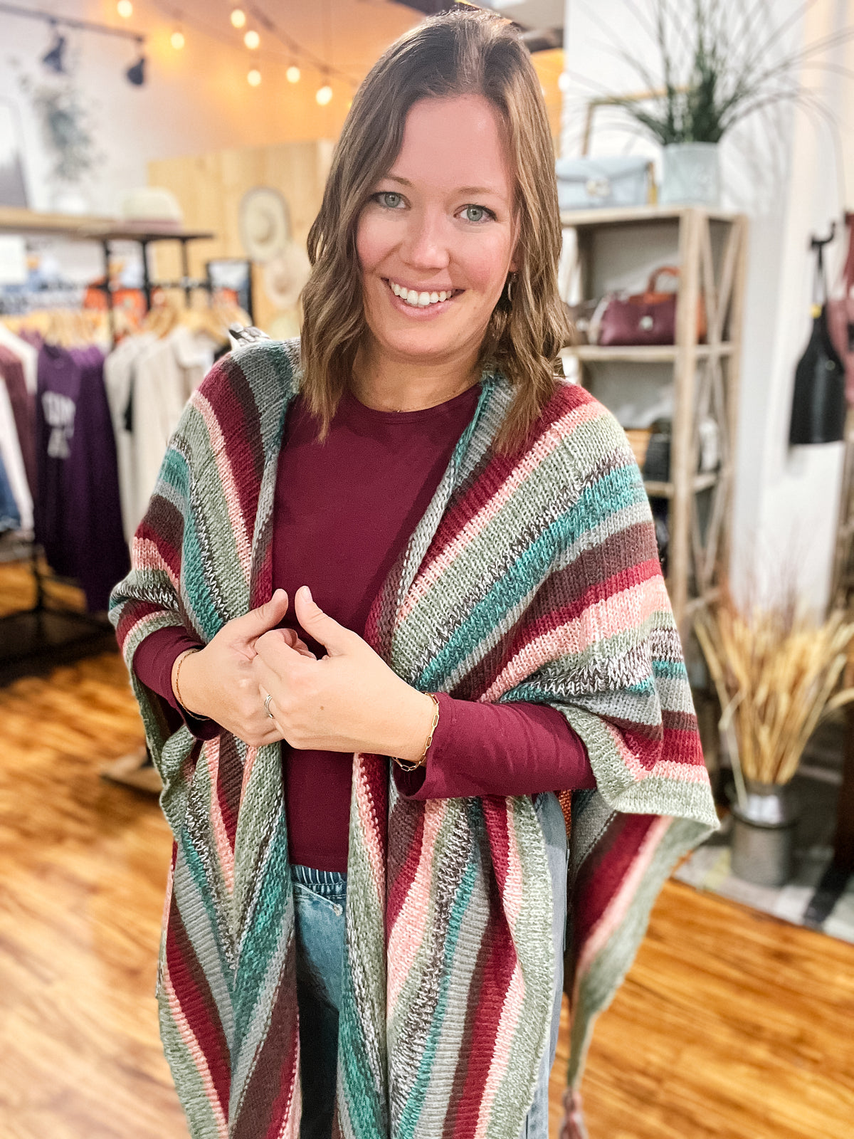Burgundy Stripe Wrap