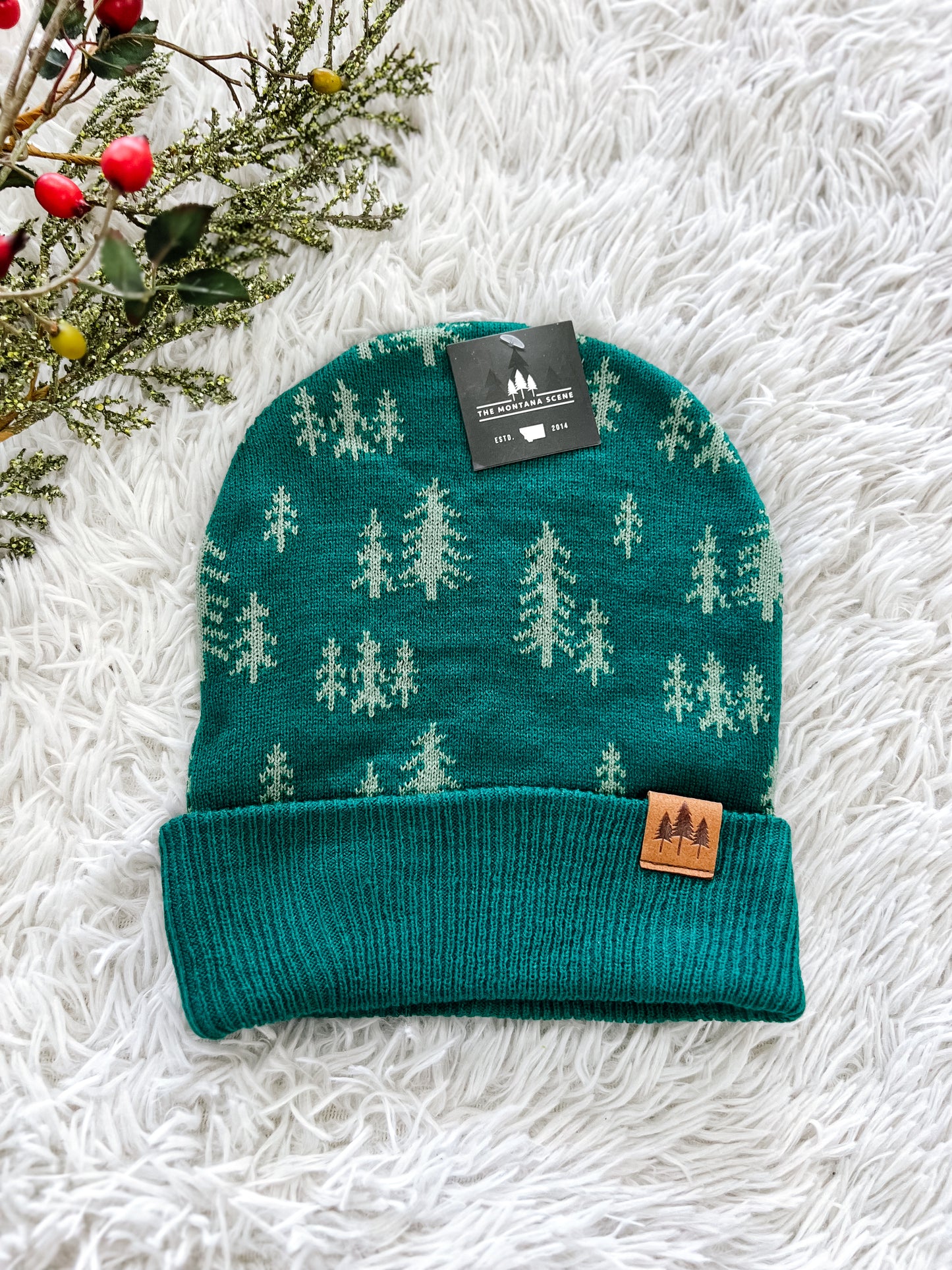 Pine Tree Fold Over Beanie