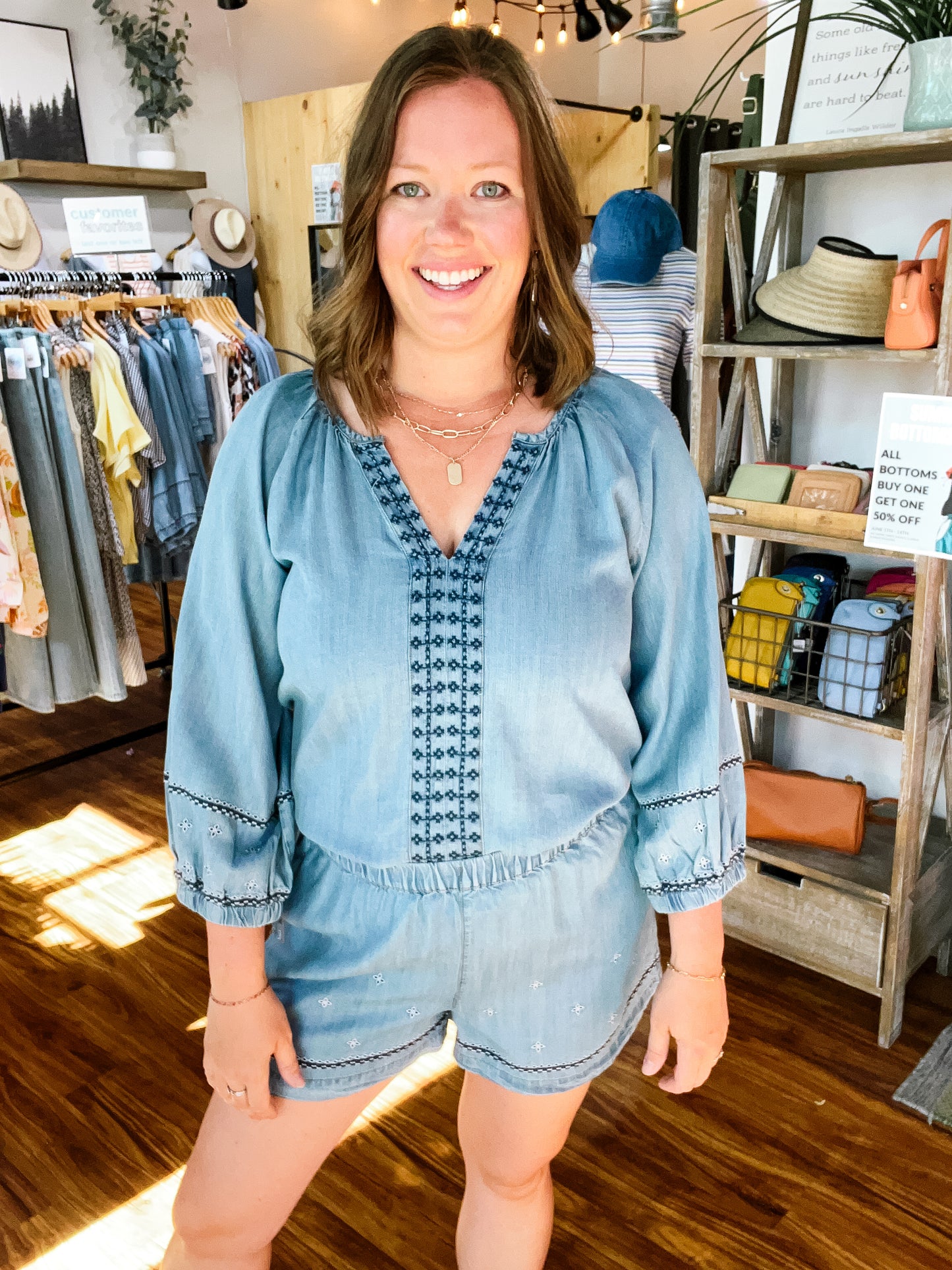 Chambray Embroidery Top
