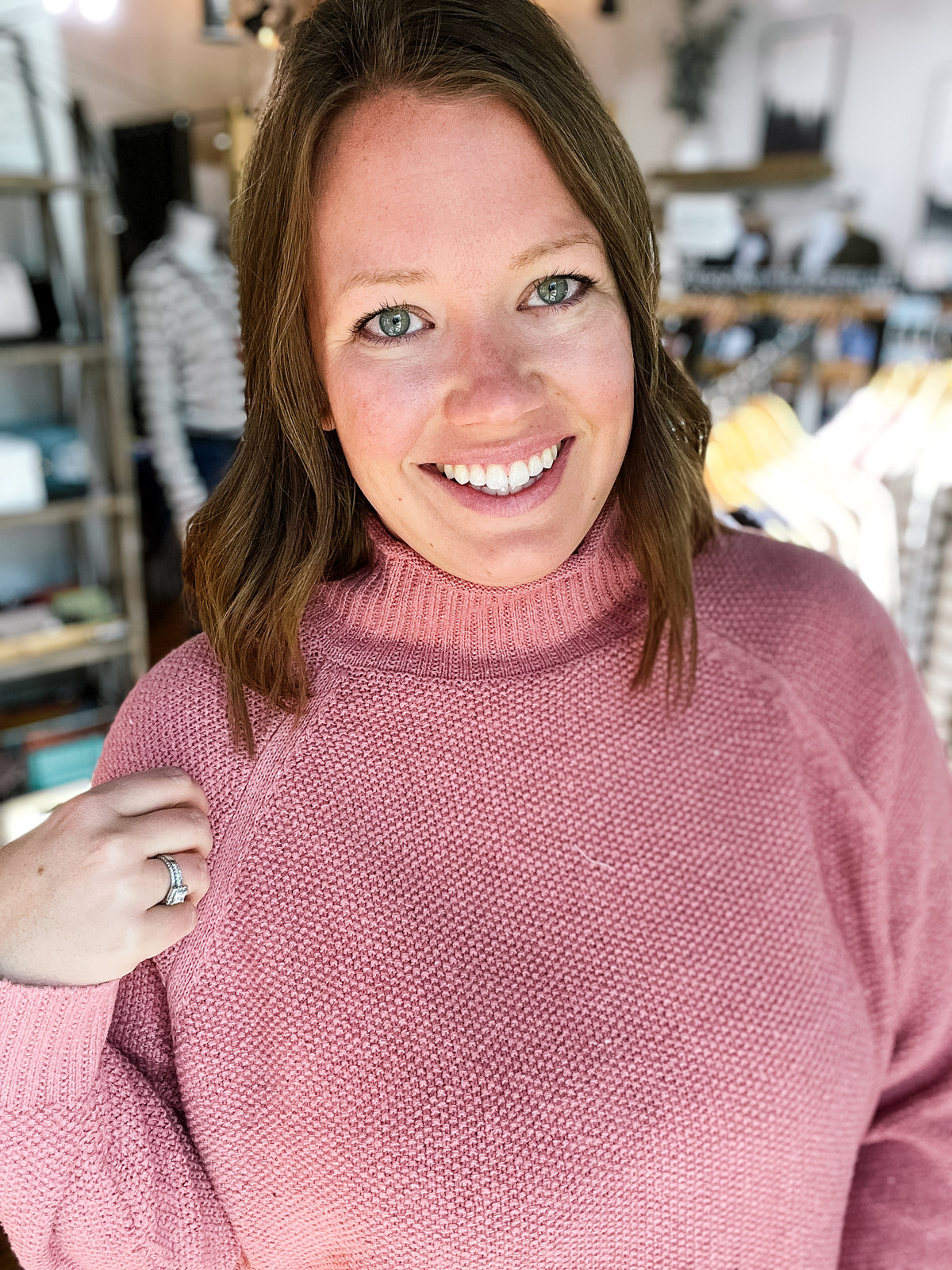Rose Textured Roll Neck Sweater