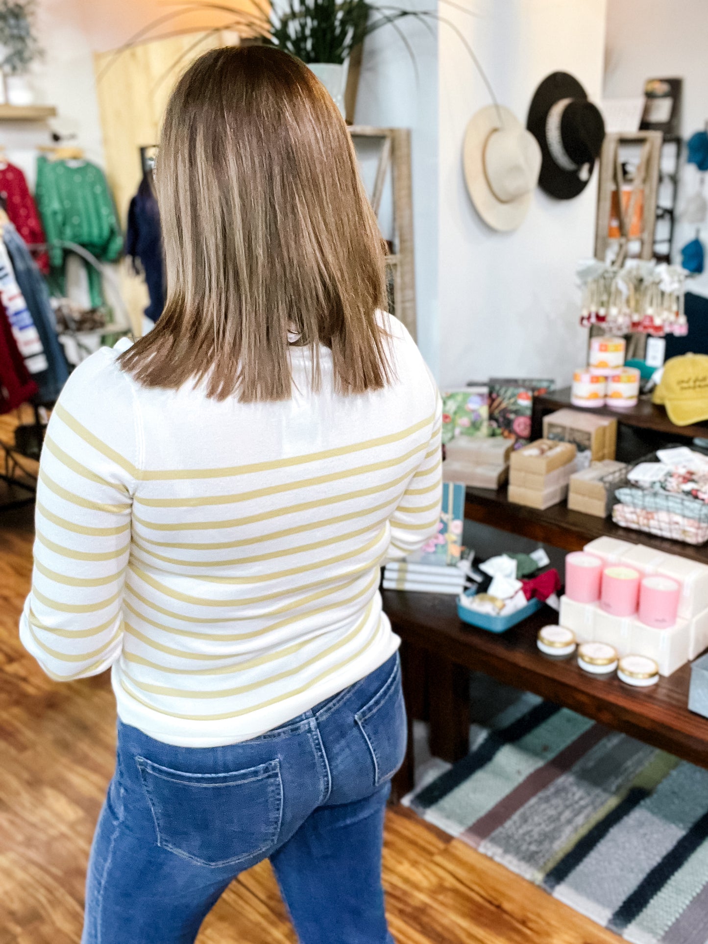 Cream And Yellow Gold Button Sweater