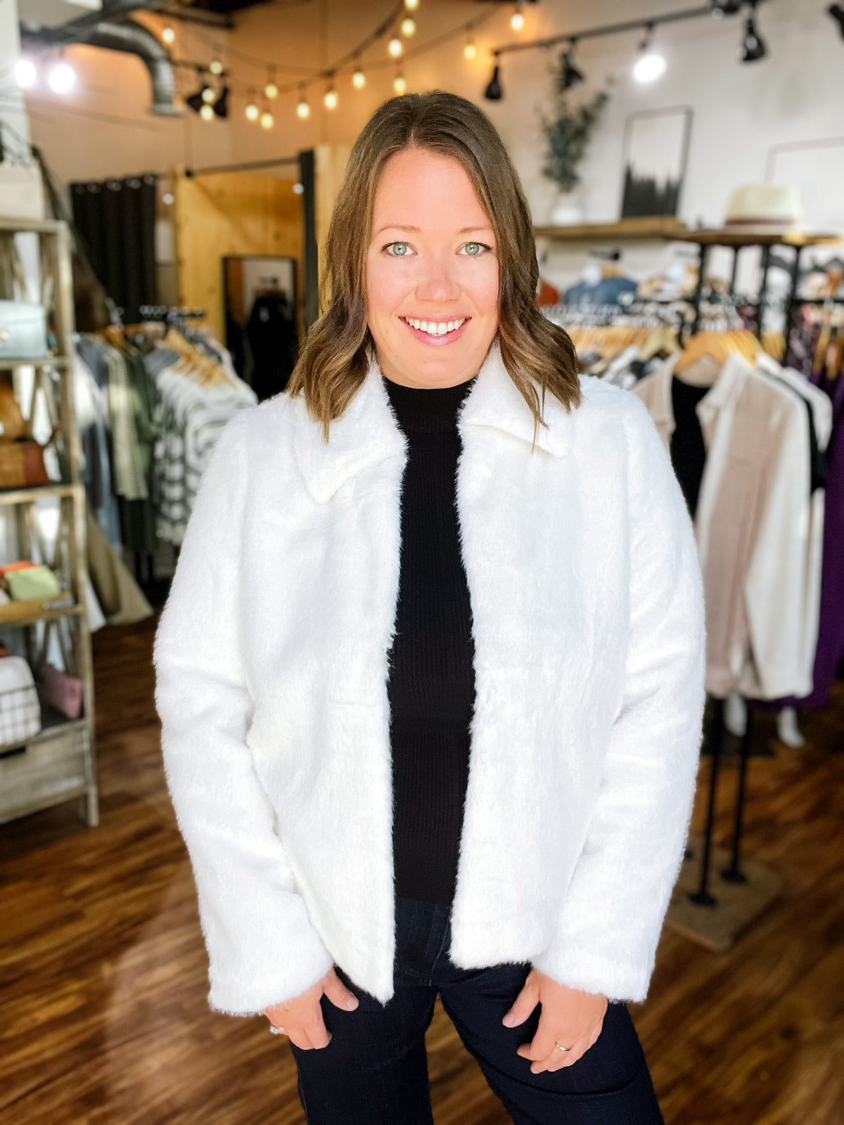 White Faux Fur Jacket