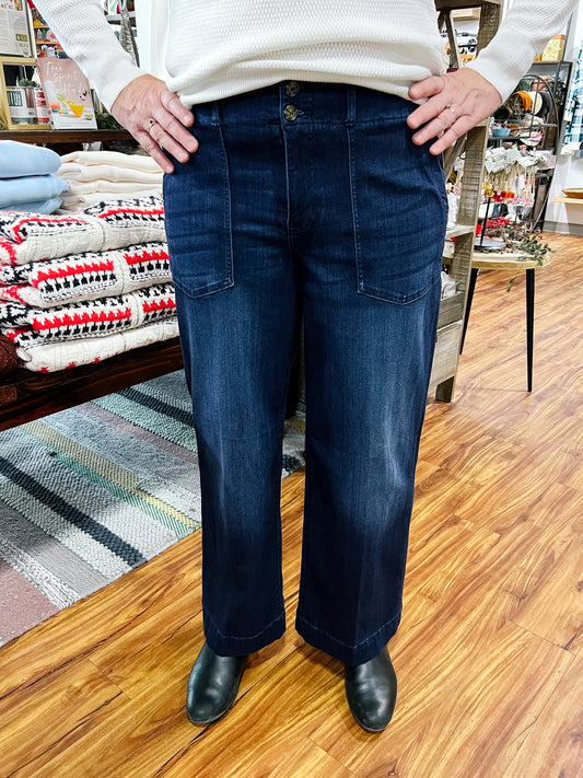 Denim Patch Pocket Wide Leg Jean