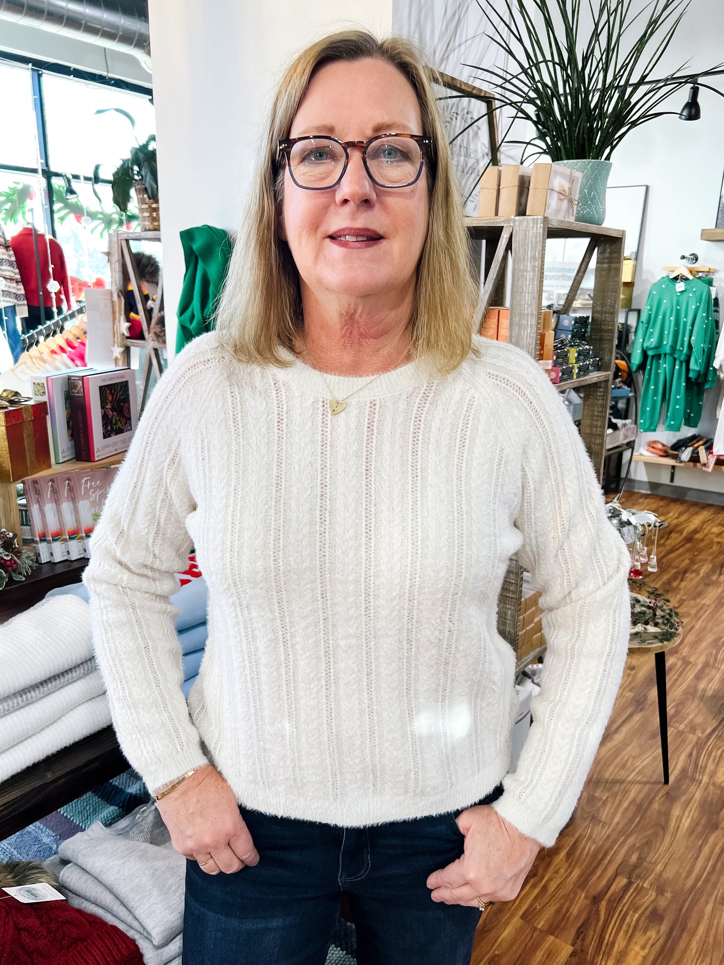 Ivory Crew Neck Sweater