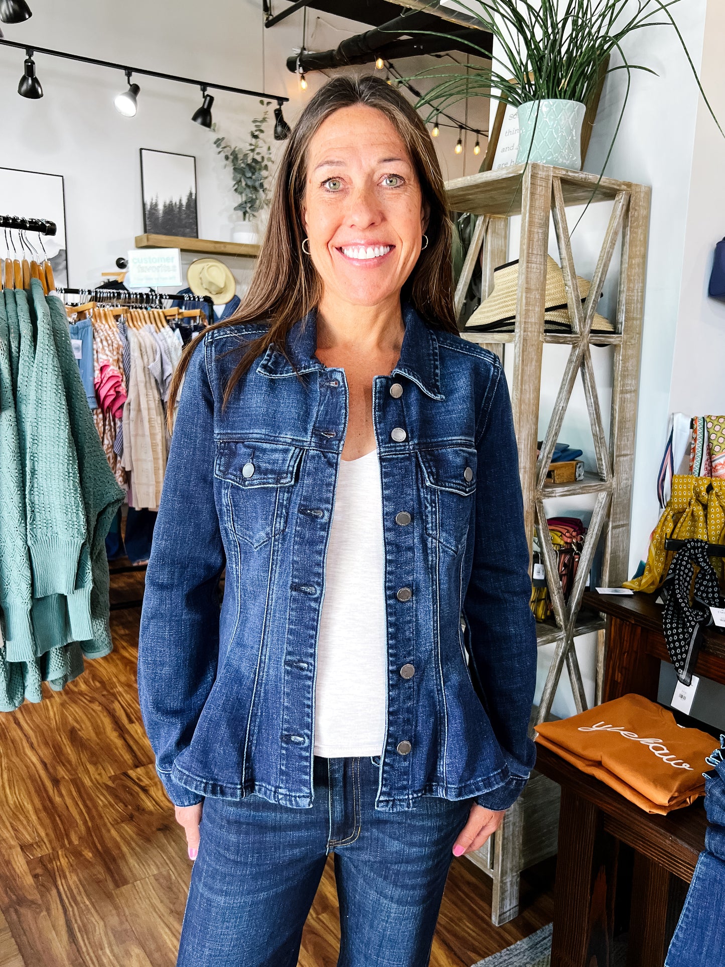 Dark Blue Fit And Flare Jean Jacket