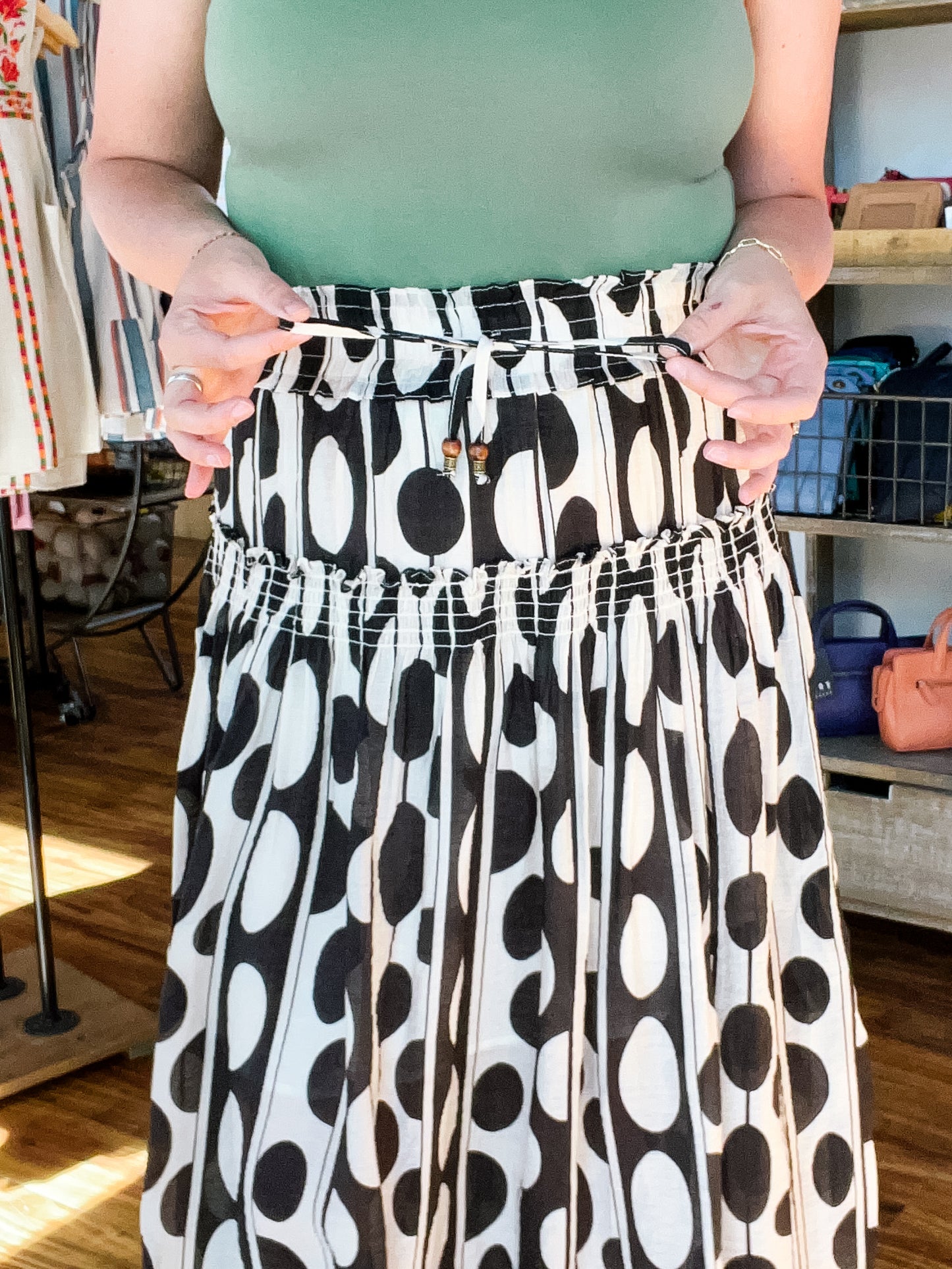 Black & Cream Geometric Print Skirt