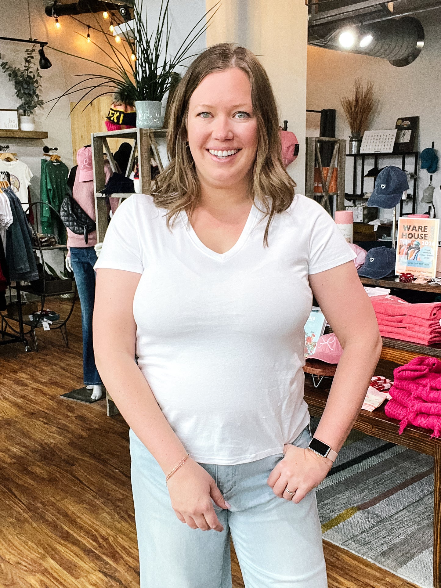 White V Neck Tee Shirt