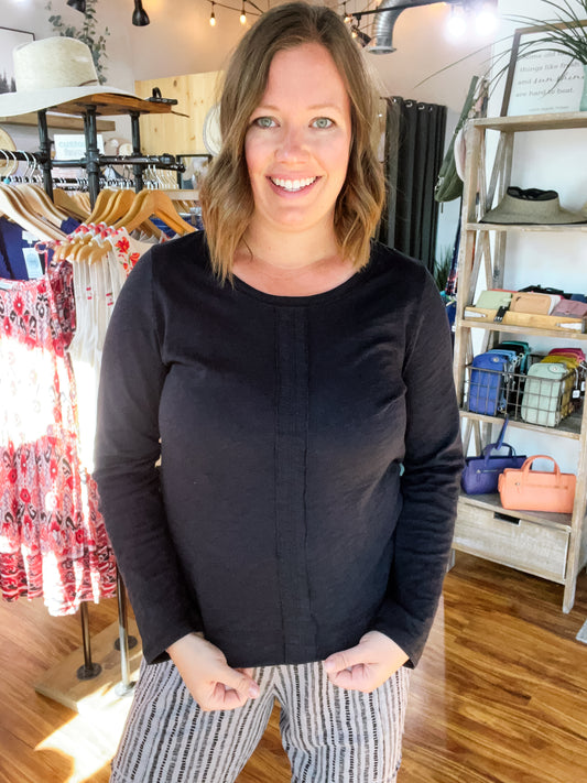 Black Front Seam Detail Top