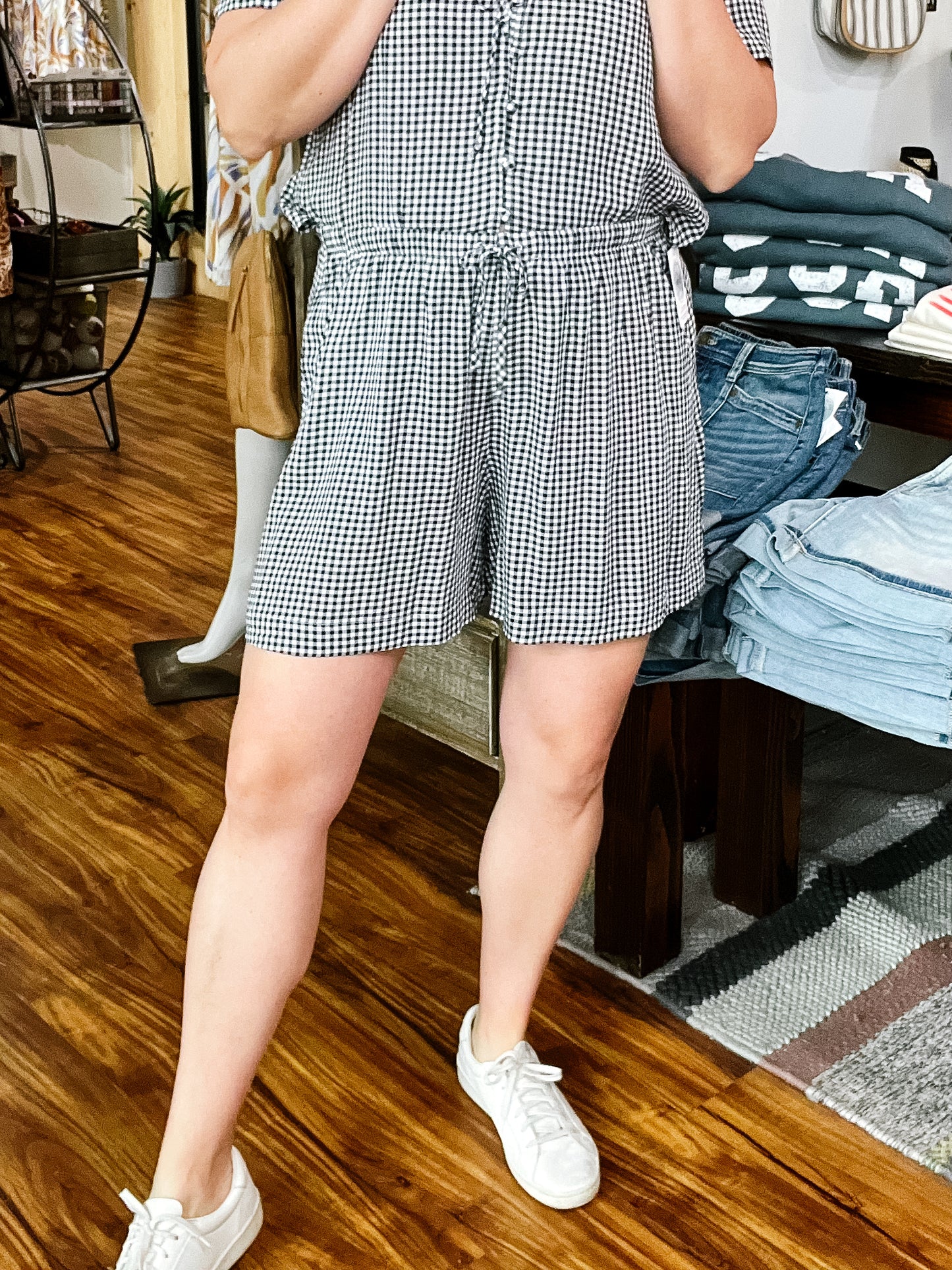 Navy Gingham Shorts