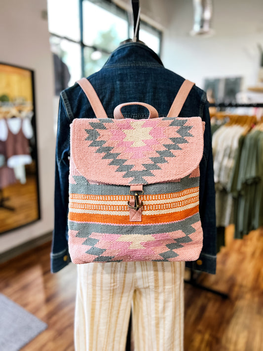 Pink, Orange, Slate Aztec Backpack